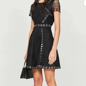 MAJE Ranch Lace & Grommet  Black Dress